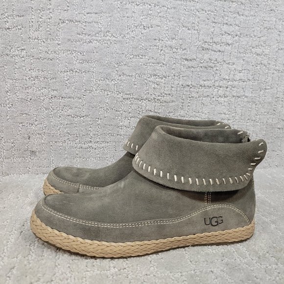 Ugg Varney Women's Size US 6 Gray Moccasin Suede Ankle Boho Bootie Shoes 1104653 - Picture 1 of 10
